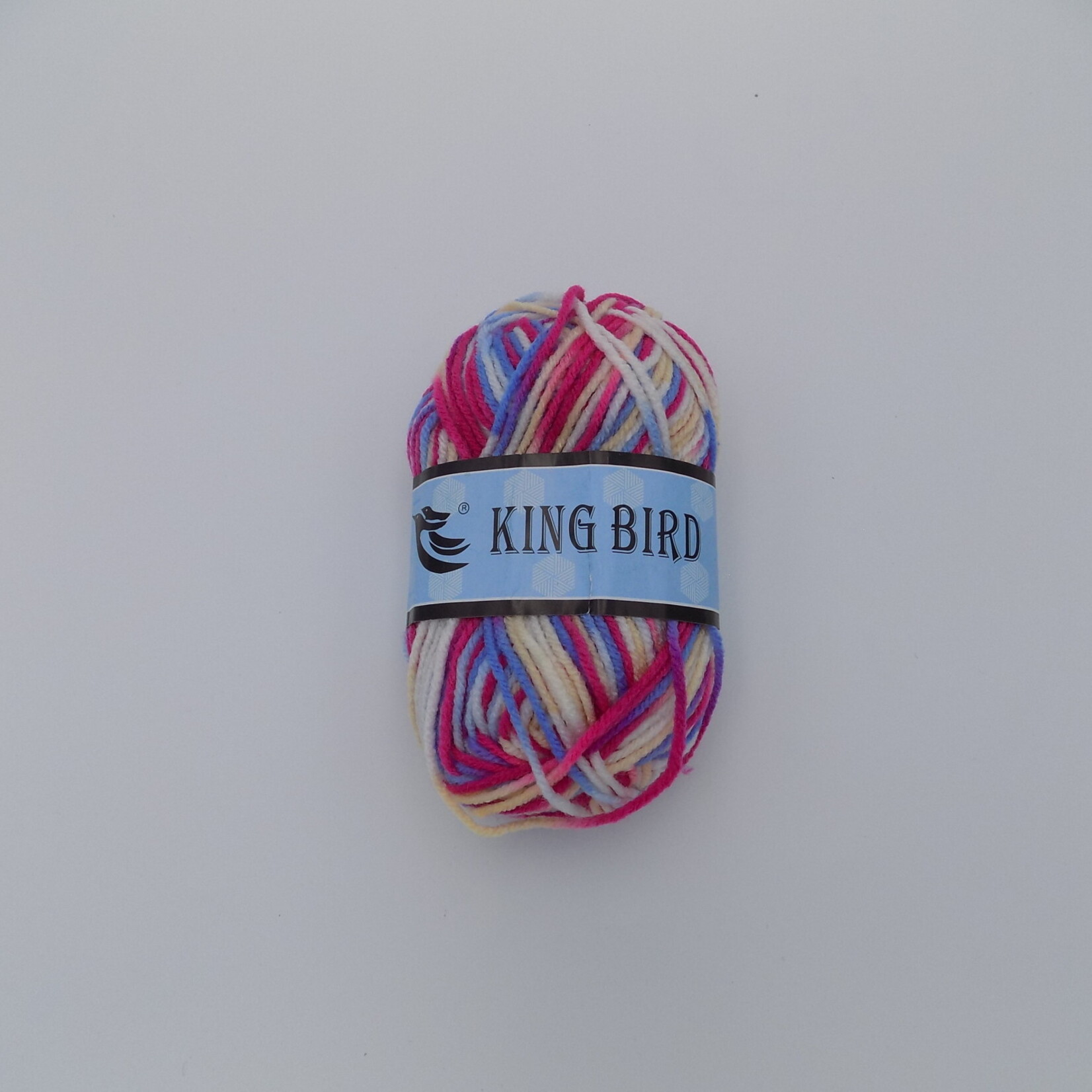 King Bird Variegated Wool 50g Fuchsia, Blue, White, Cream