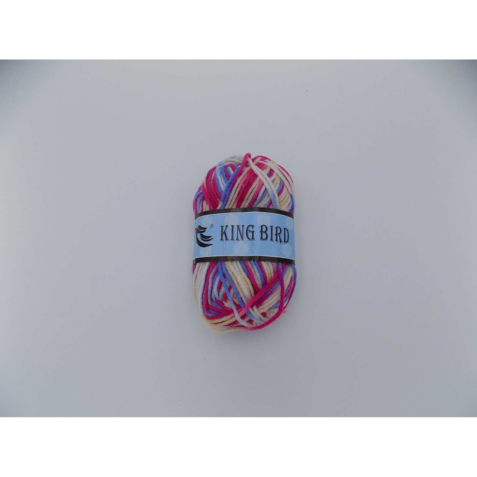 King Bird Variegated Wool 50g Fuchsia, Blue, White, Cream