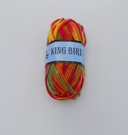 King Bird Variegated Wool 50g Orange, Red, Yellow, Sage Green