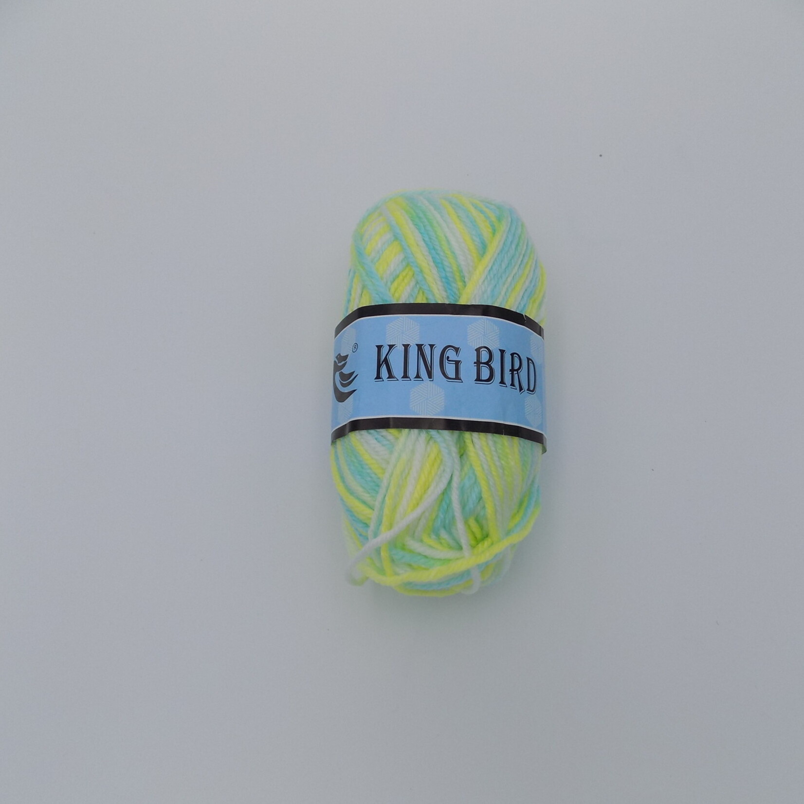 King Bird Variegated Wool 50g White, Pastel Yellow, Mint Green