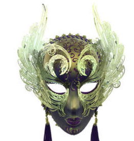 Full Face Party Mask Gold/Purple