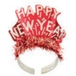 Glitter Happy New Year Tiaras with Metallic Fringe/tinsel