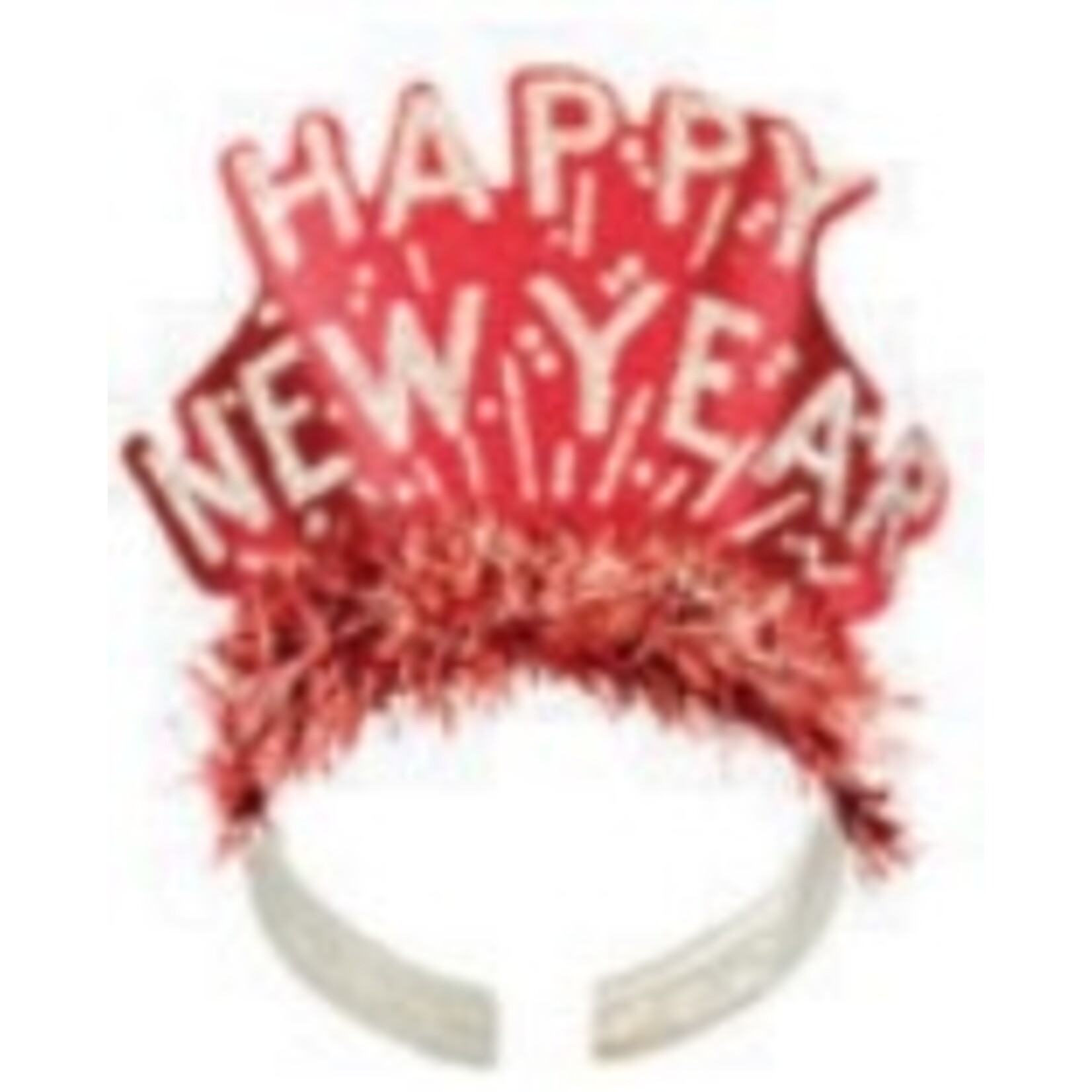 Glitter Happy New Year Tiaras with Metallic Fringe/tinsel