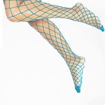 Plus Size Fishnet Seamless Stocking Turquoise