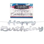 Happy Birthday Giant Letter Banner 9.5 Feet Silver