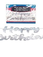 Happy Birthday Giant Letter Banner 9.5 Feet Silver