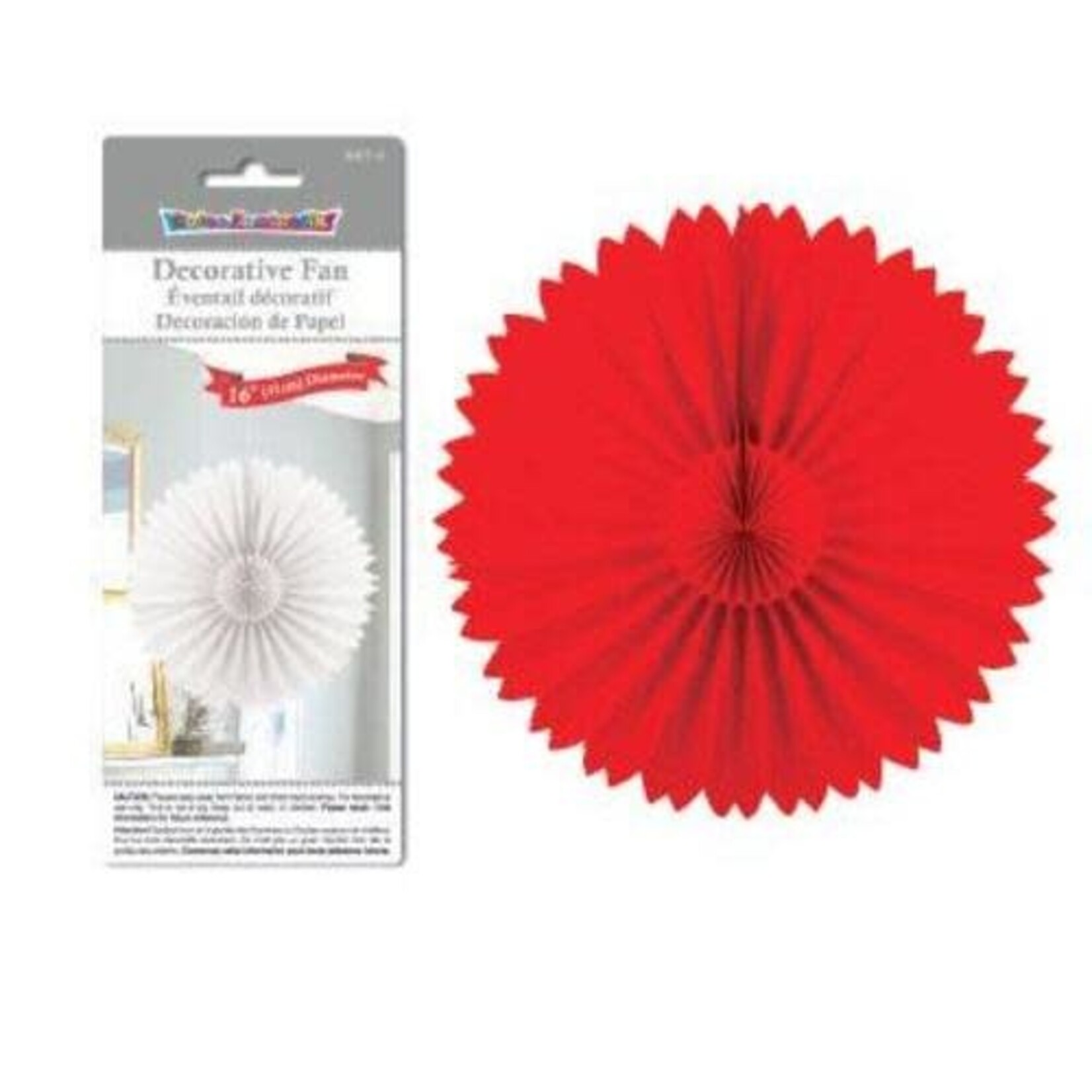 Decor Paper Tissue Fan 16 Inches Red