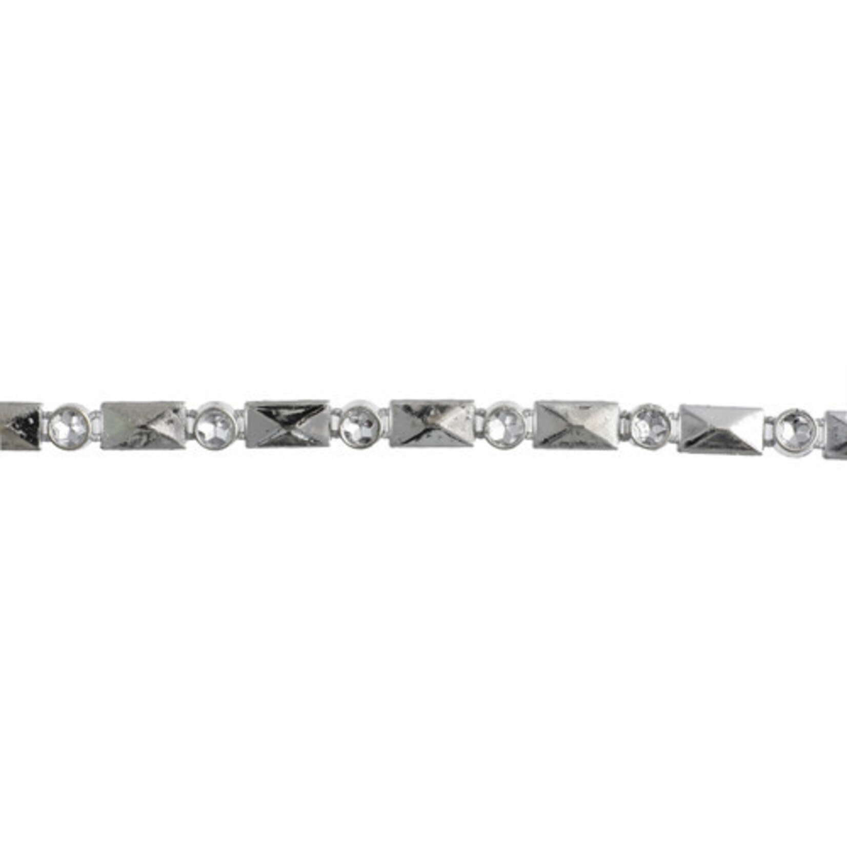 Plastic Trim  Silver  facetted  4mm  Rect /Round 10yds