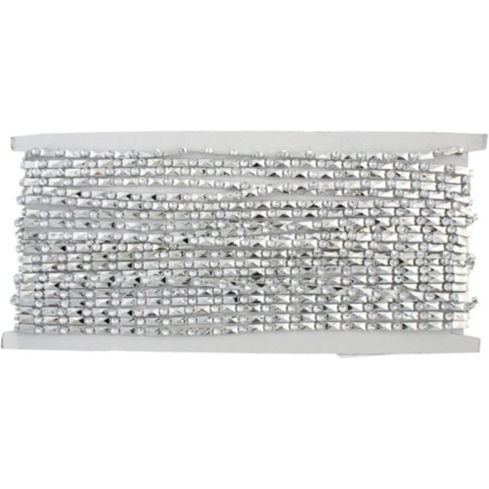 Plastic Trim  Silver  facetted  4mm  Rect /Round 10yds