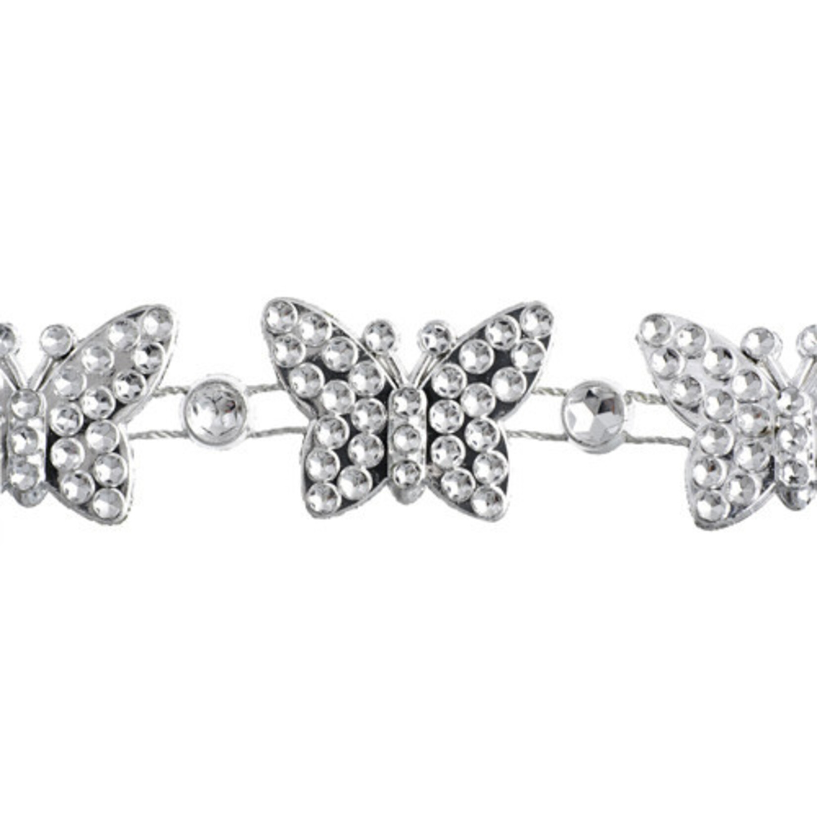 Plastic Trim Diamond cut  Butterfly 19mm Silver