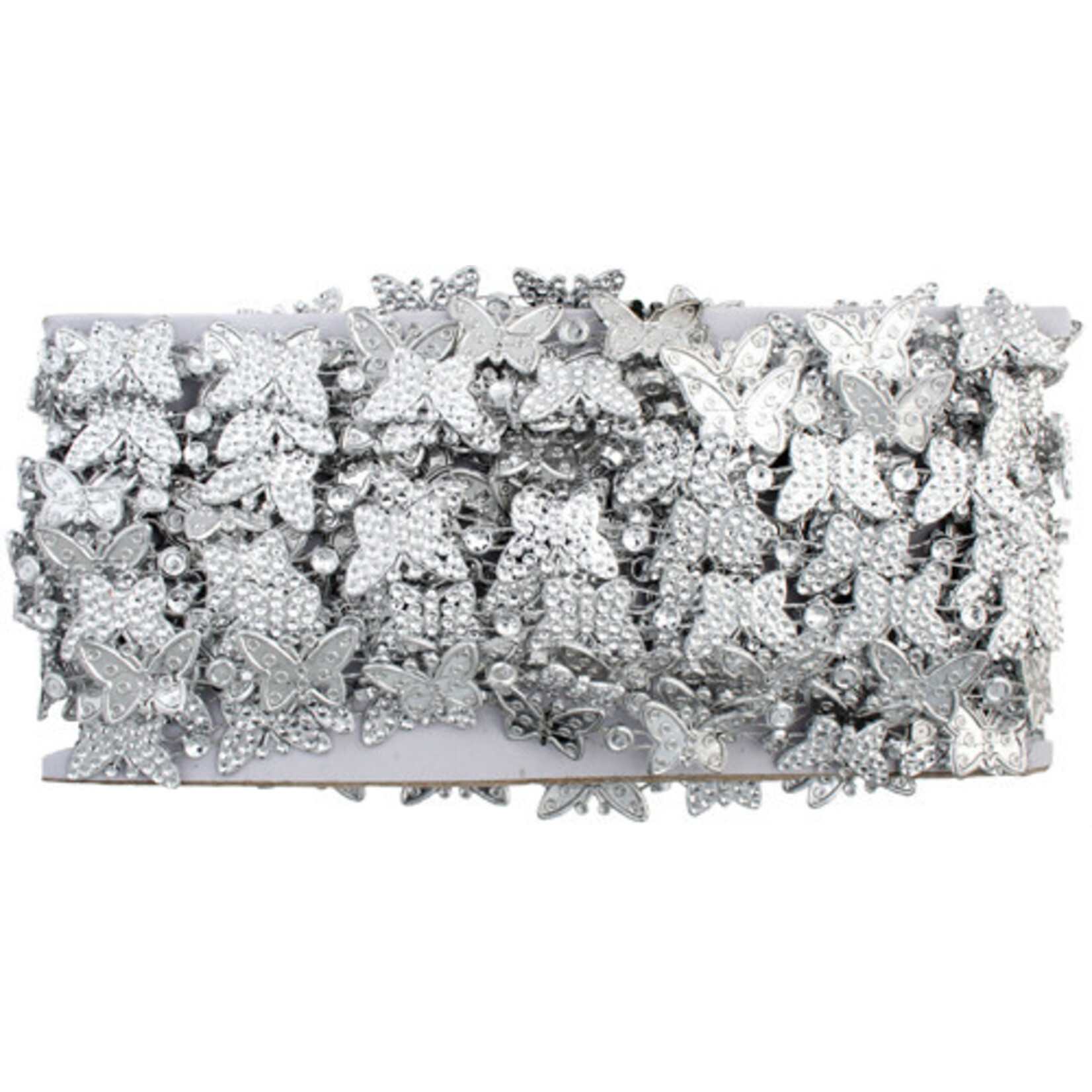 Plastic Trim Diamond cut  Butterfly 19mm Silver