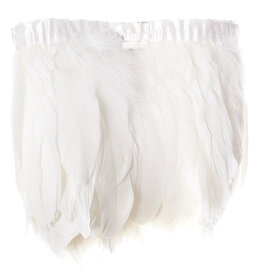 Goose Feather Strung 5.5-7 inches (2 yards) White Bleach