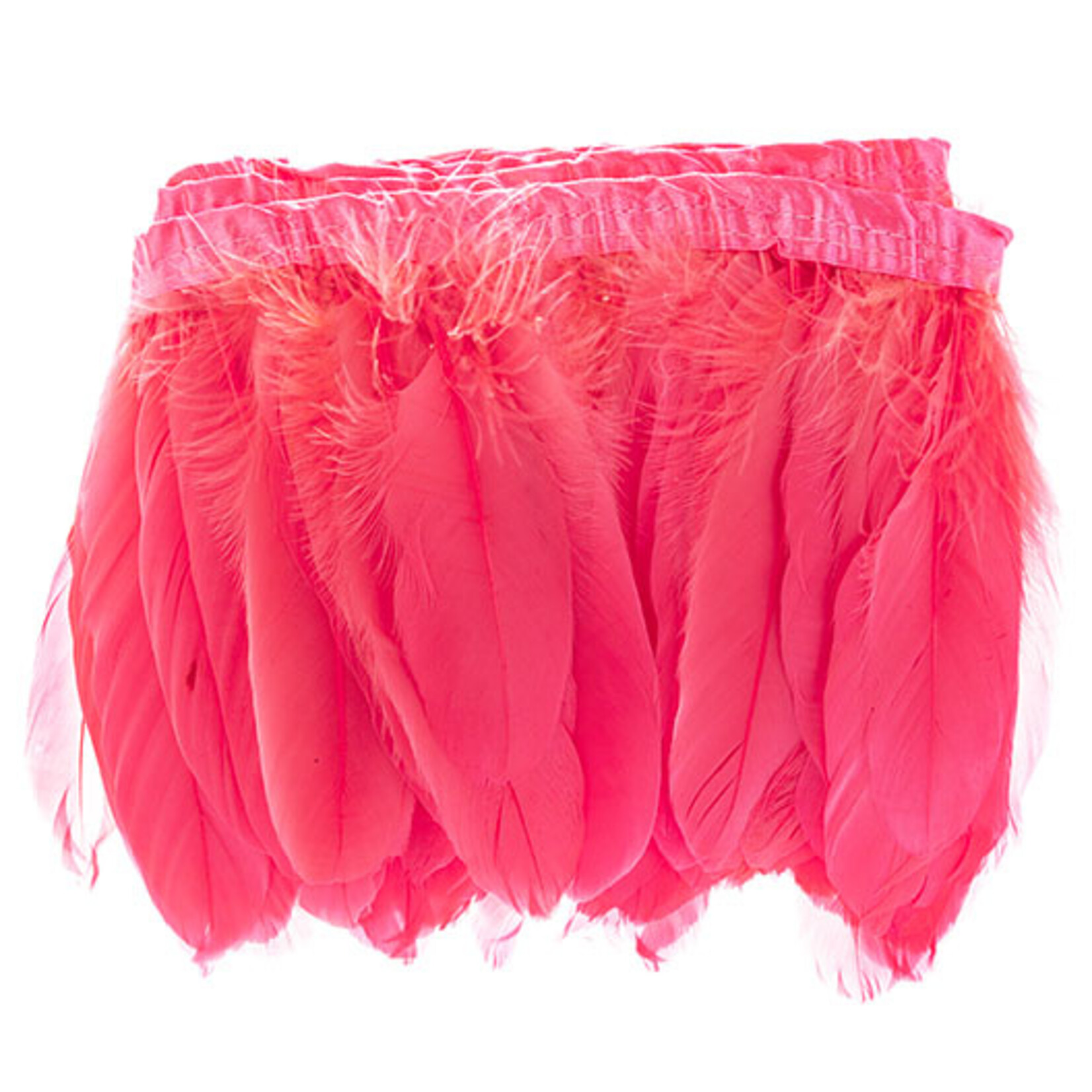 Goose Feather Strung 5.5-7 inches (2 yards) Coral