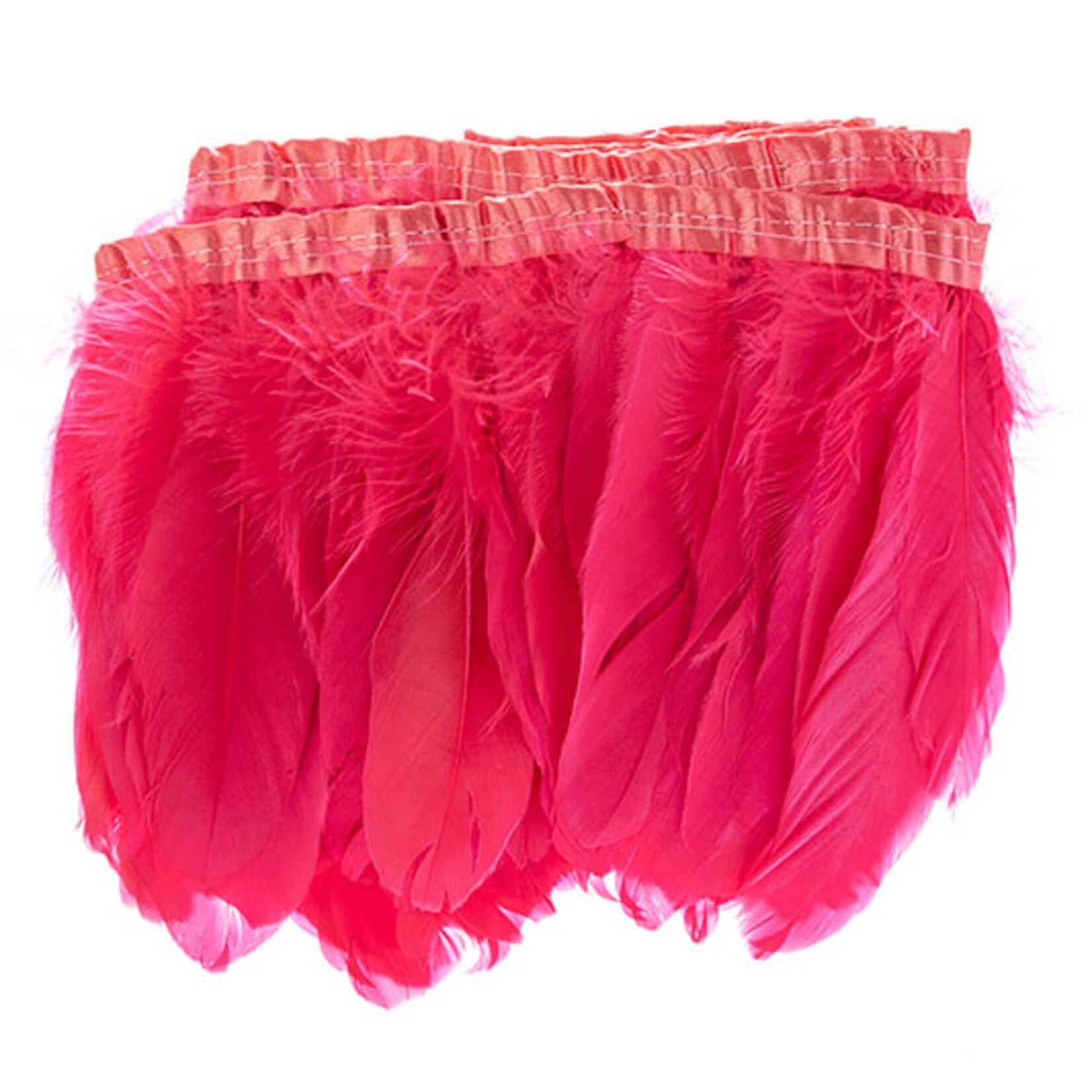 Goose Feather Strung 5.5-7 inches (2 yards) Dark Coral