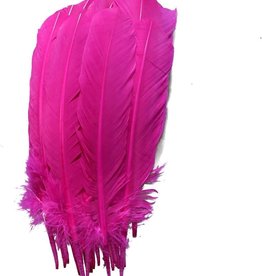 Turkey Quills 12-14 Inch 10 Pieces (5 left, 5 right) Hot Pink