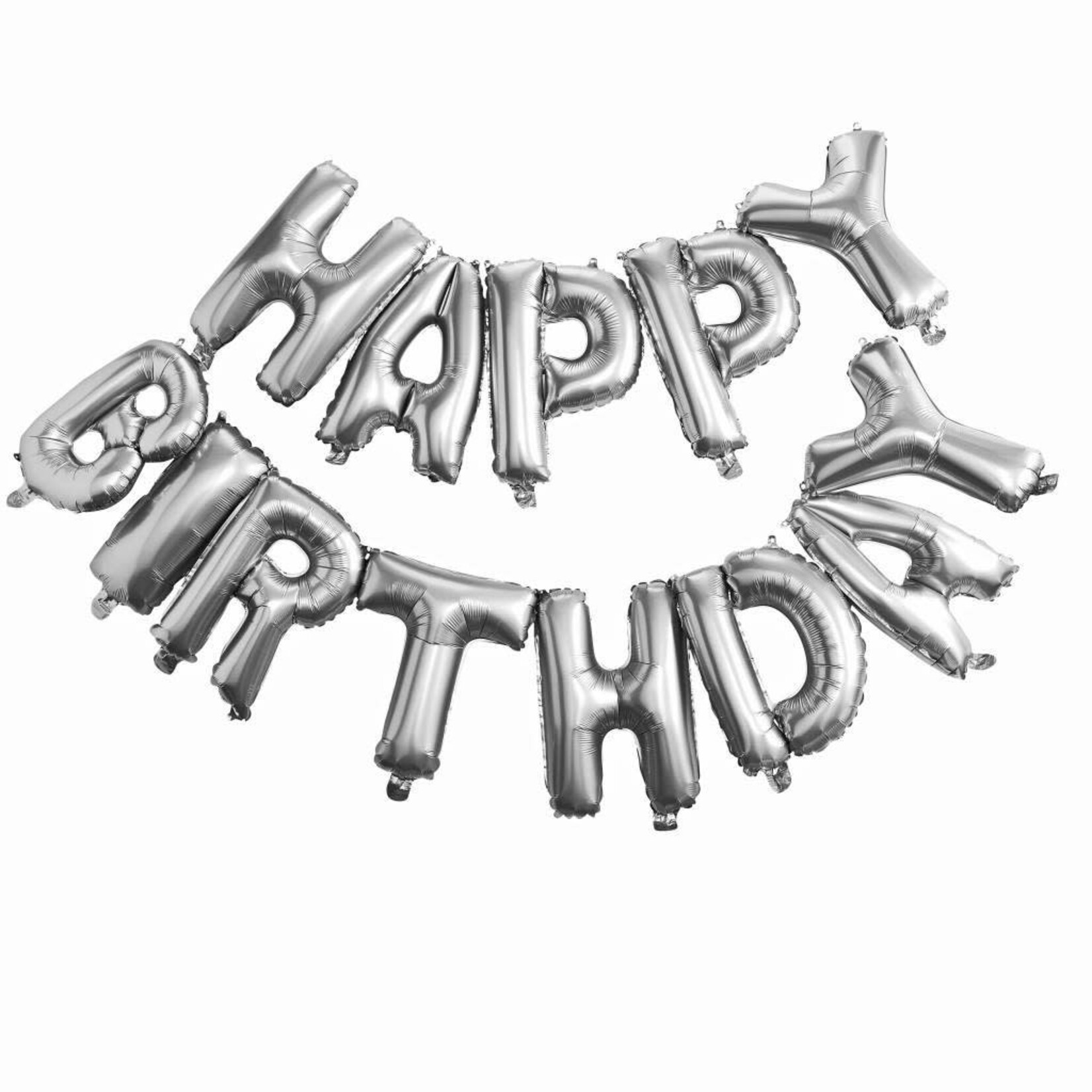 16 inches Happy Birthday Foil Balloons Bunting Silver
