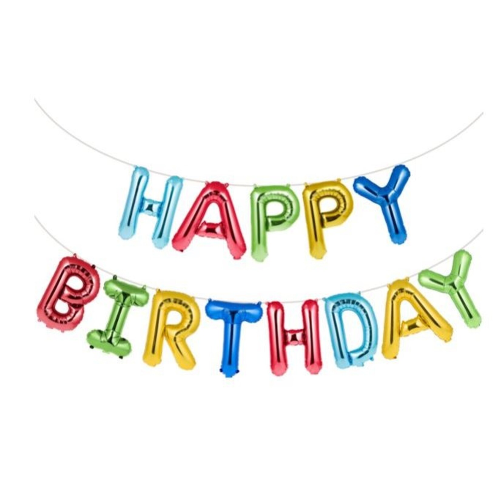 16 inches Happy Birthday Foil Balloons Bunting Multi