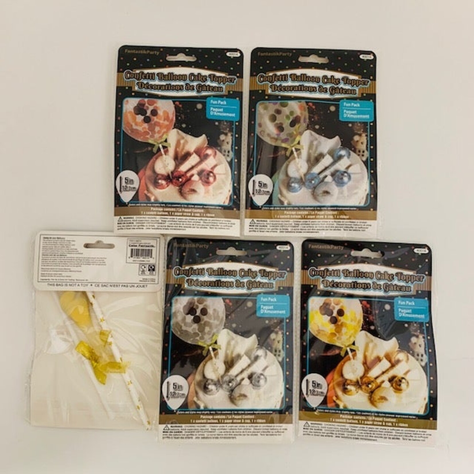 Cake Topper Set Confetti Balloon Silver