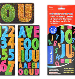 Holographic Vinyl Adhesive Letters and Numbers Sizes 2 Inch and 1 Inch 212 Piecces Assorted Colours