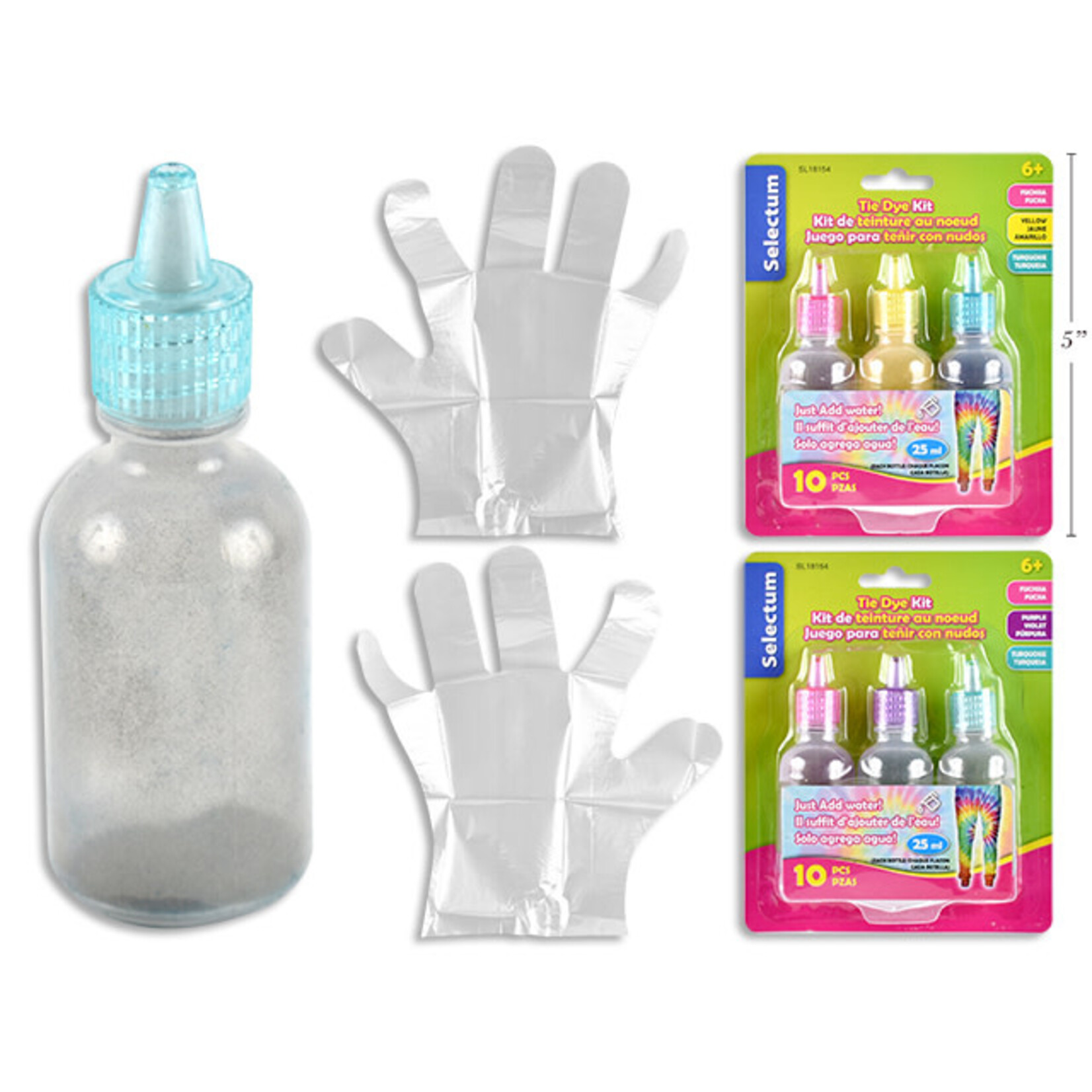 Tie Dye Kit with Gloves (25ml each) - Purple, Turquoise and  Fuchsia
