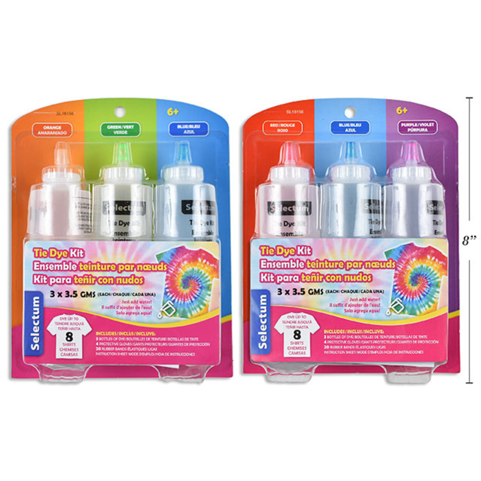 Tie Dye Kit 3 X 3.5 GMS Each Colour 20 Bands + 4 Gloves - Orange, Green and Blue