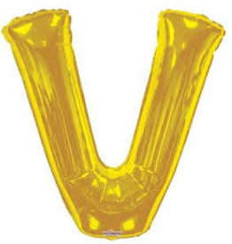 Foil Letter Balloon 34 Inches Gold V