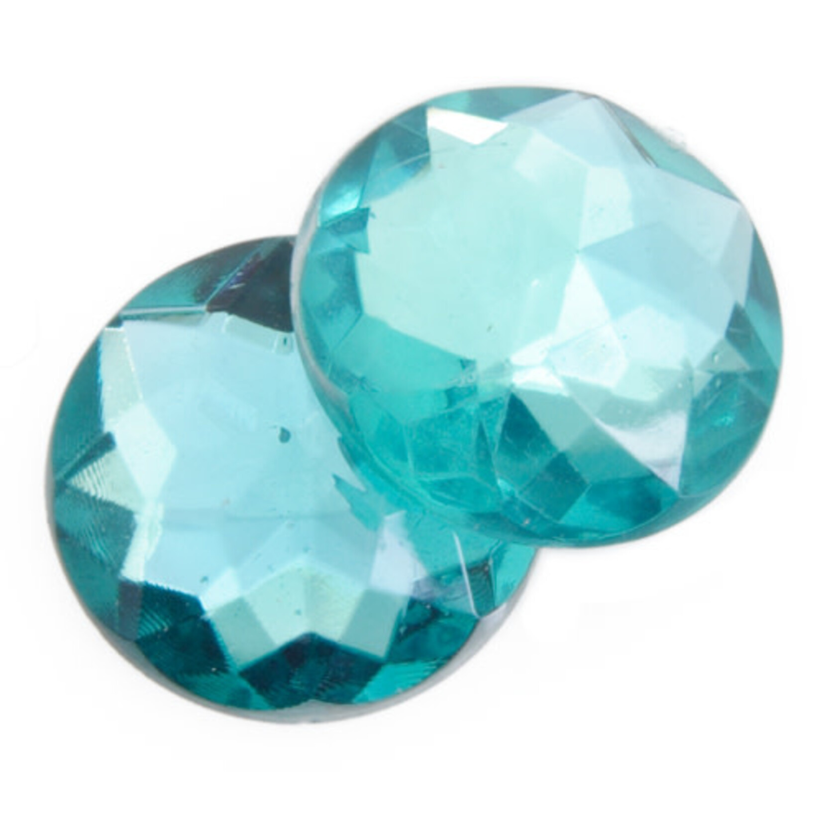 Acrylic Facetted Rhinestone Round 18mm (100 pcs)  Teal
