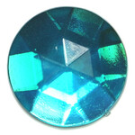 Acrylic Facetted Rhinestone Round 18mm (100 pcs)  Turquoise
