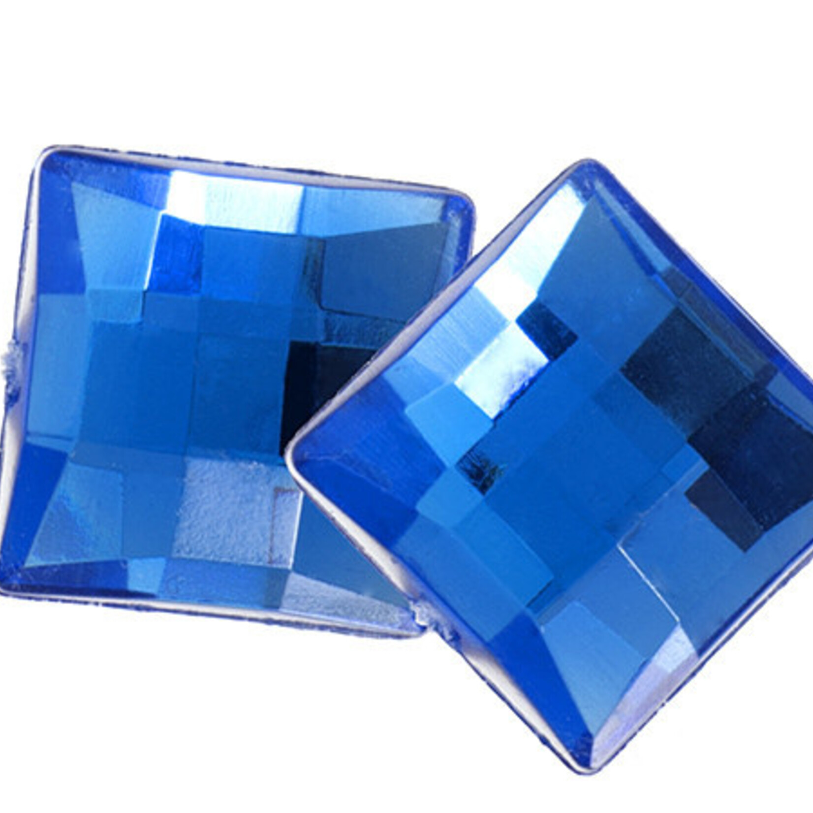 Acrylic Facetted Rhinestone Square 12mm (100 pcs)  Sapphire