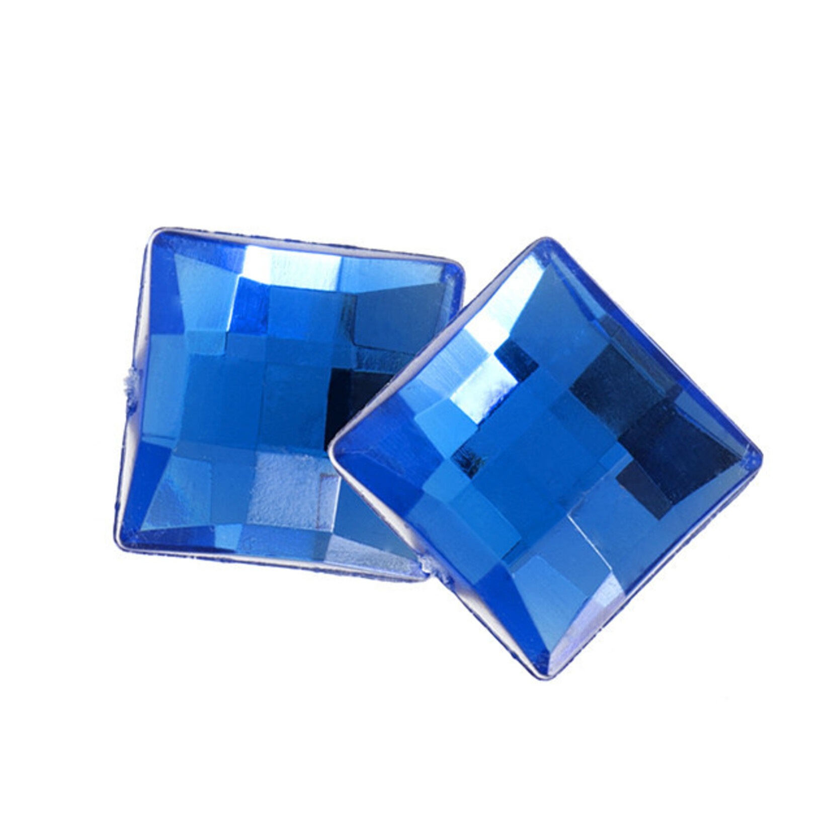 Acrylic Facetted Rhinestone Square 12mm (100 pcs)  Sapphire