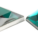 Acrylic Facetted Rhinestone Square 12mm (100 pcs)  Teal