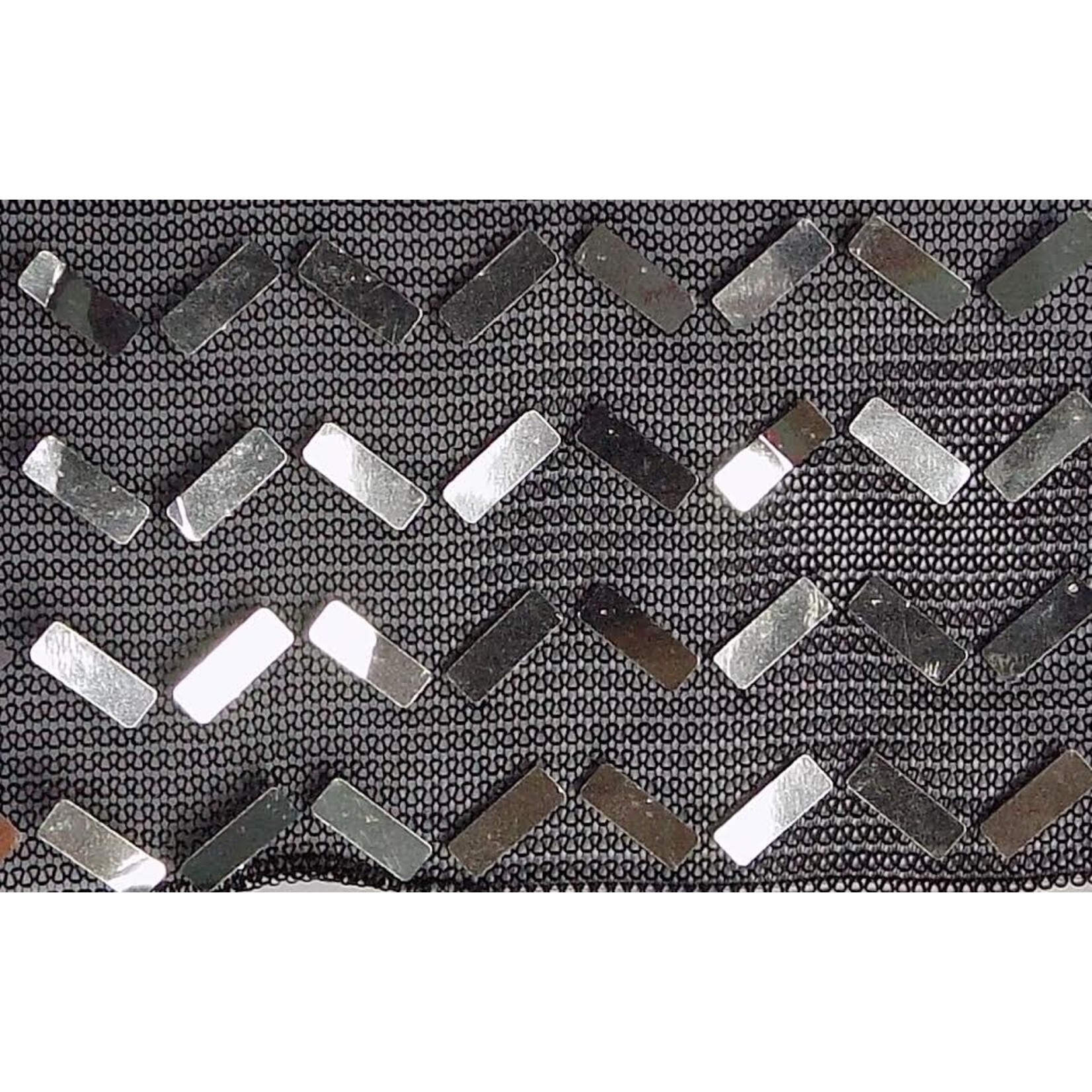 Mesh Zig Zag Foil Silver on Black