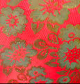 Brocade Lame Flower Red & Gold