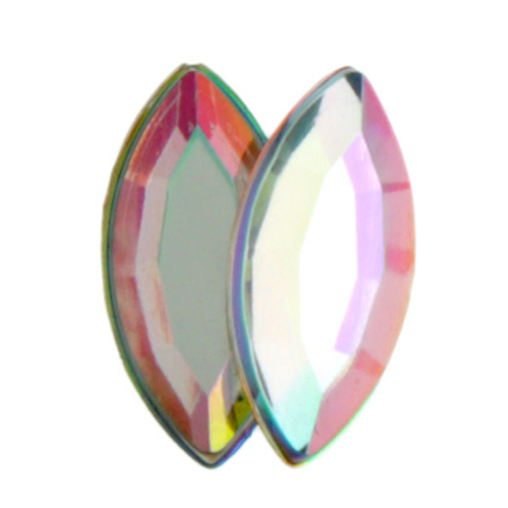 Acrylic Facetted Rhinestone Navette (100 pcs) Crystal AB 15x7mm