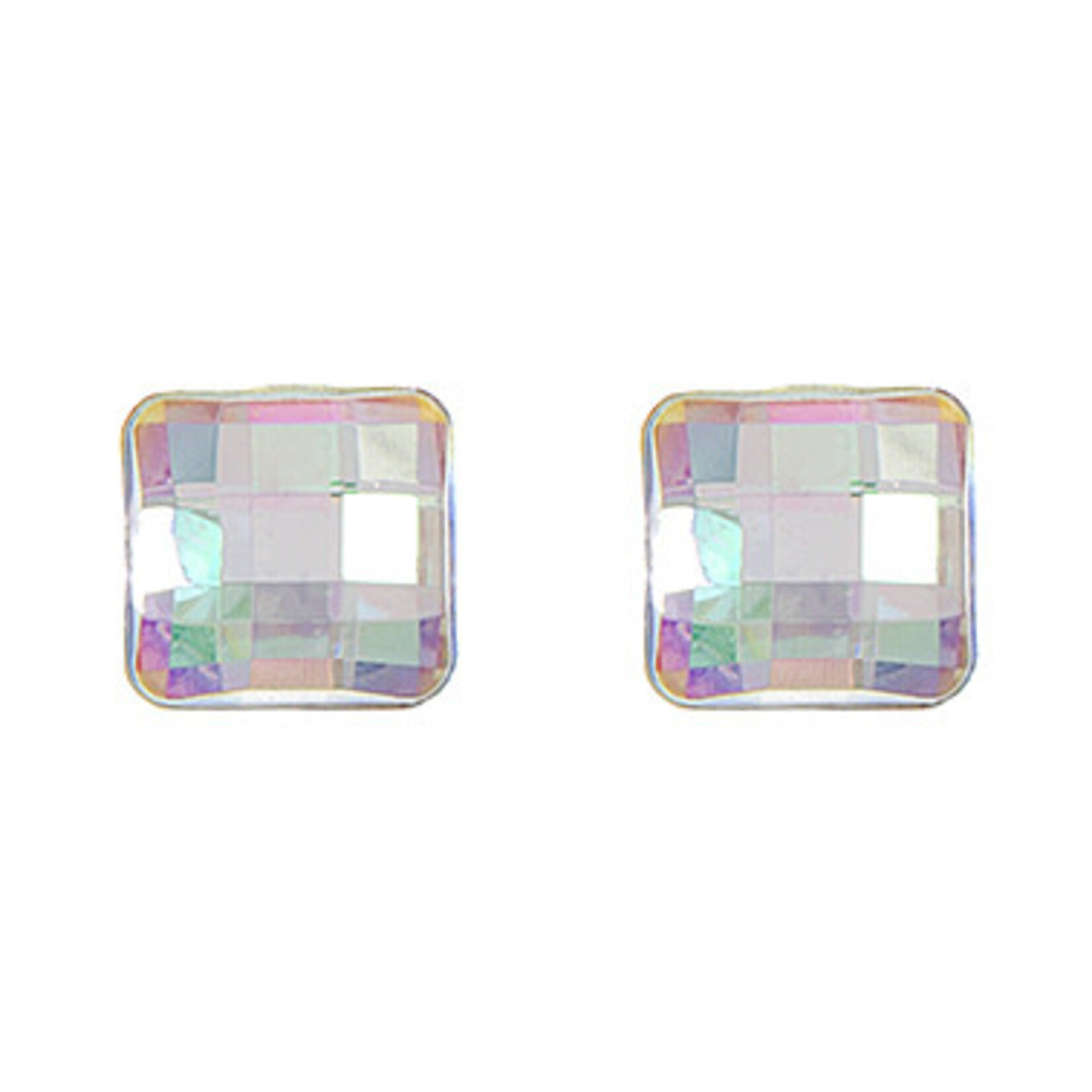 Acrylic Facetted Rhinestone Square 10mm (100 pcs) Crystal AB