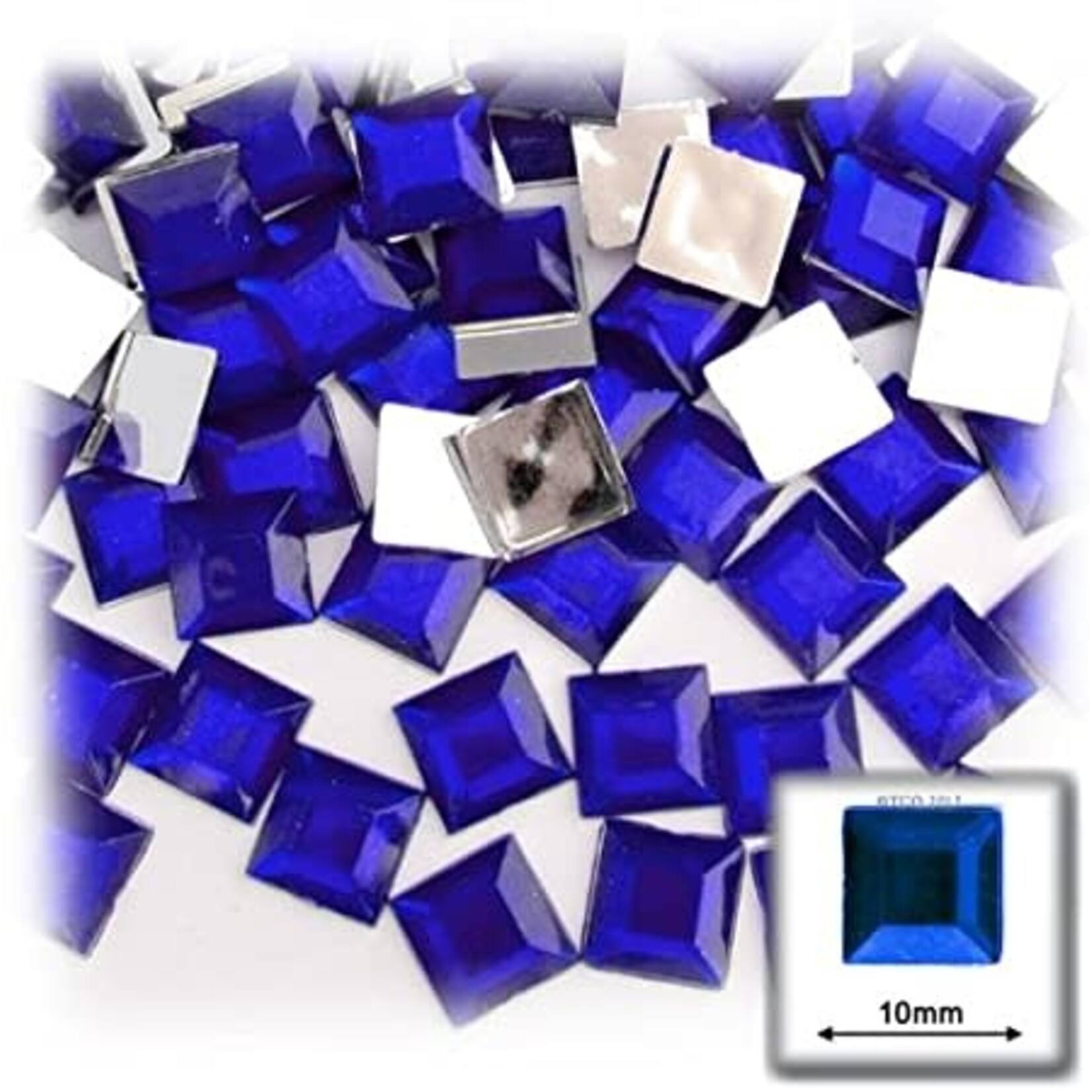 Acrylic Facetted Rhinestone Square (100 Pcs)