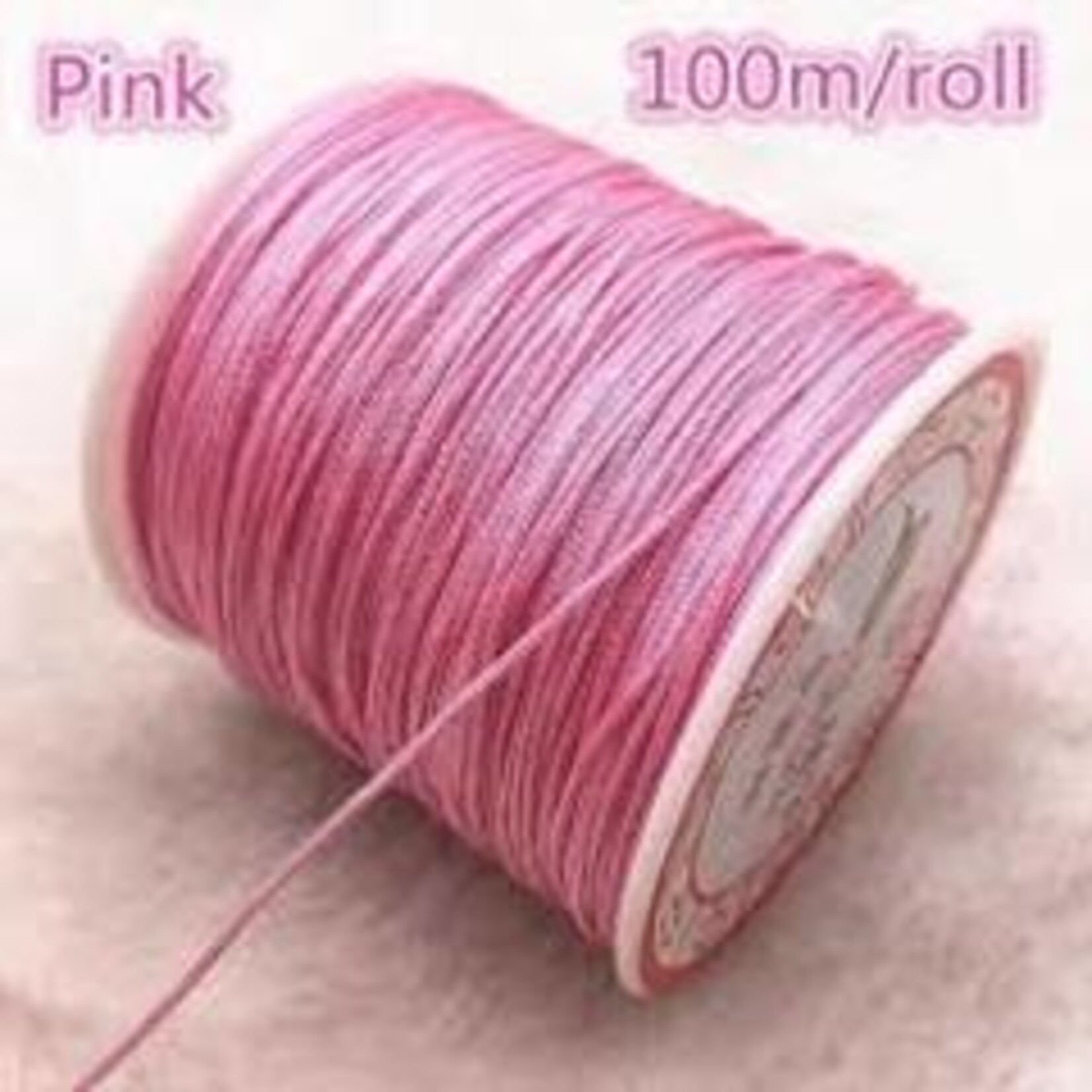 COTTON WAX CORD 1.0mm ROUND (100m) Pink