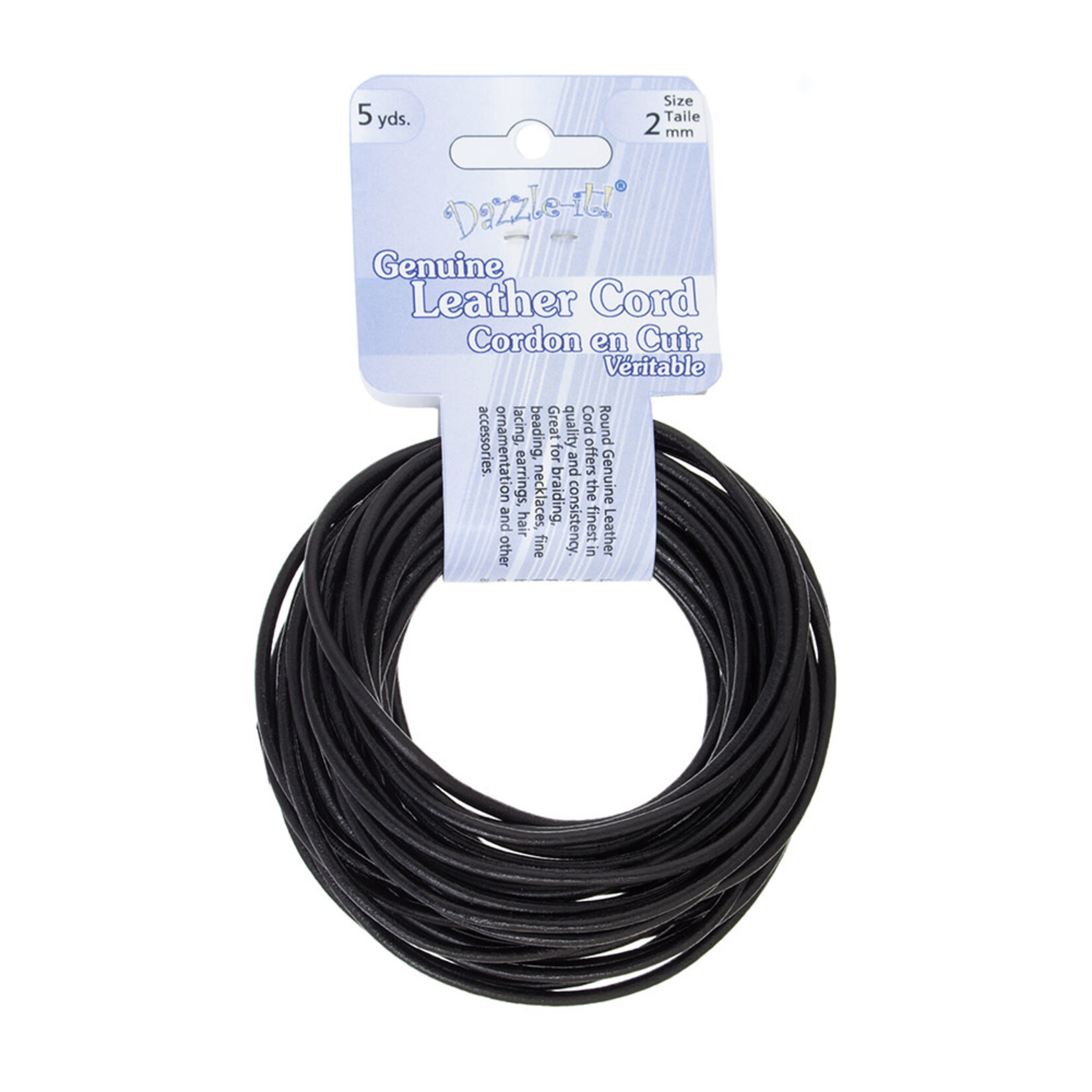 Dazzle-It Genuine Leather Cord 5 yards 2mm Round