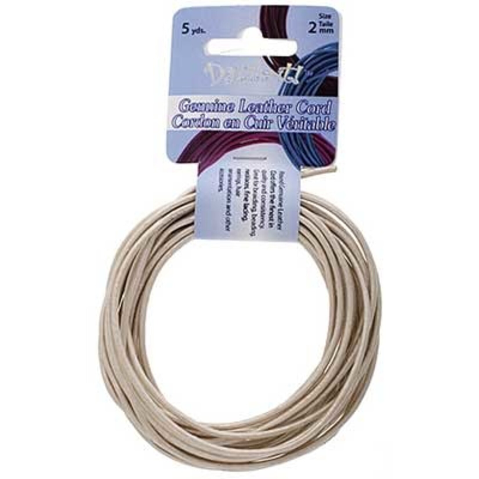 Dazzle-It Genuine Leather Cord 5 yards 2mm Round