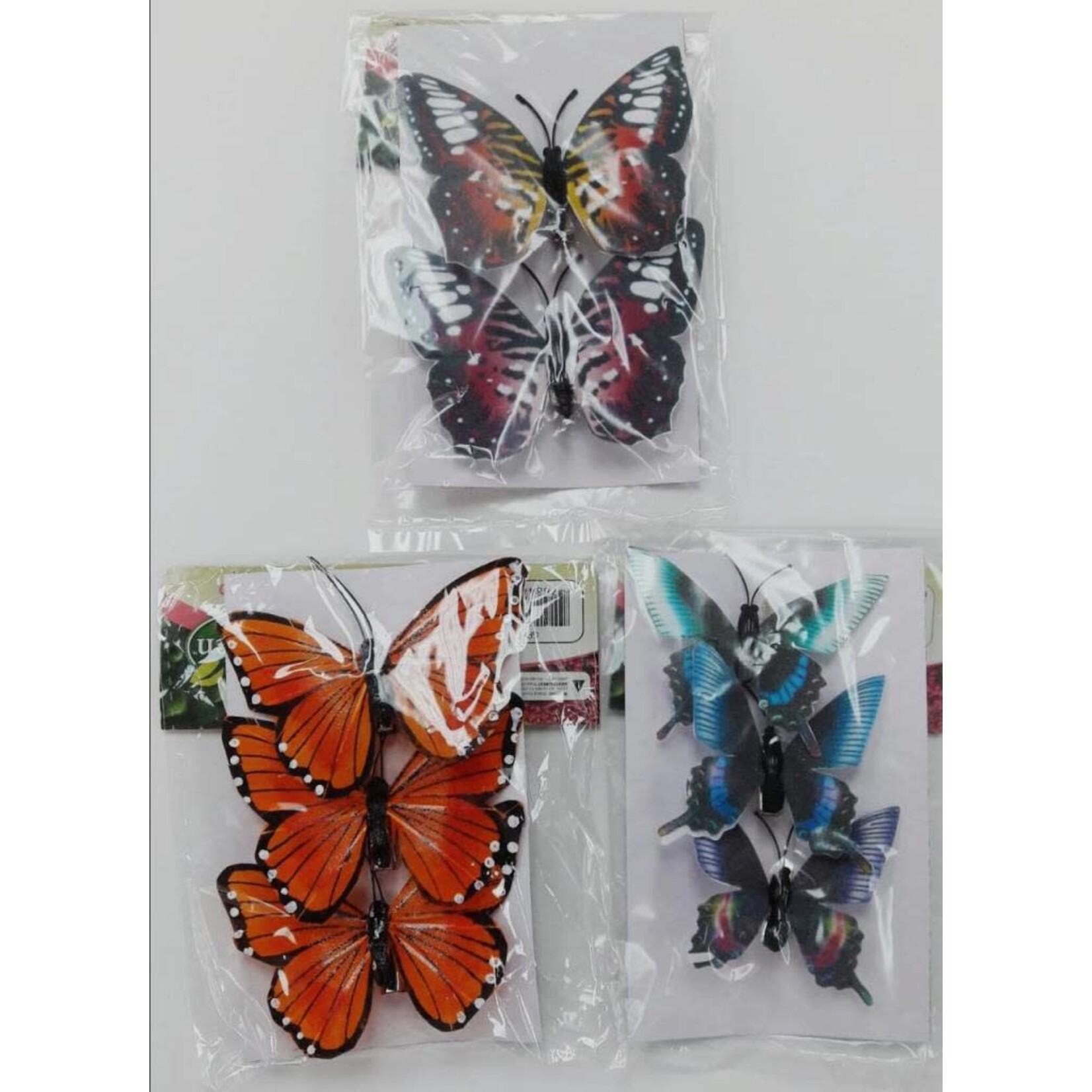 Printed Feather Butterfly Wire Clip Assortment