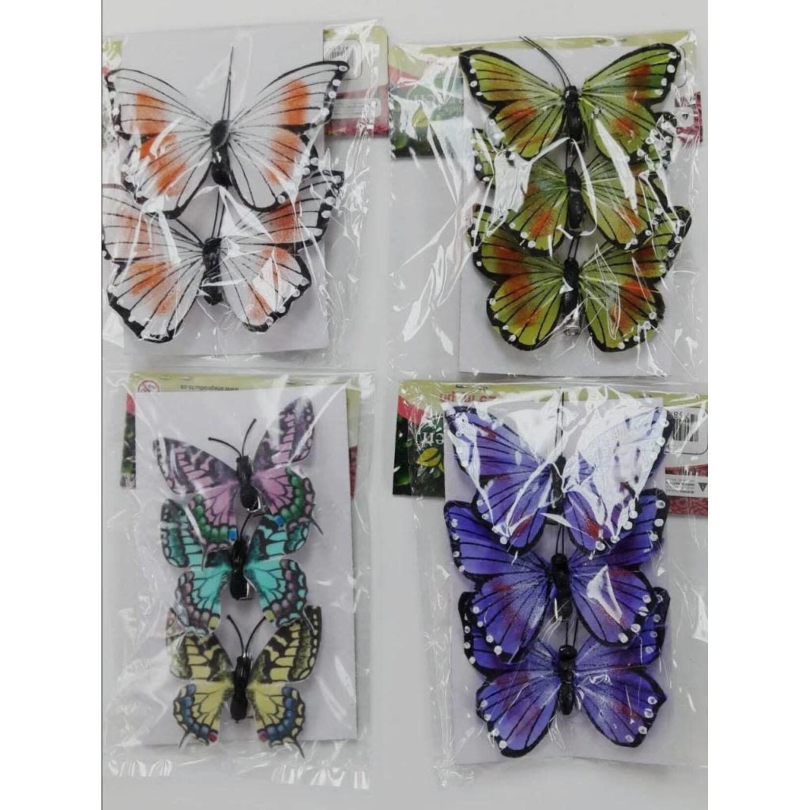 Flocked Printed Butterfly Wire Clip Assortment