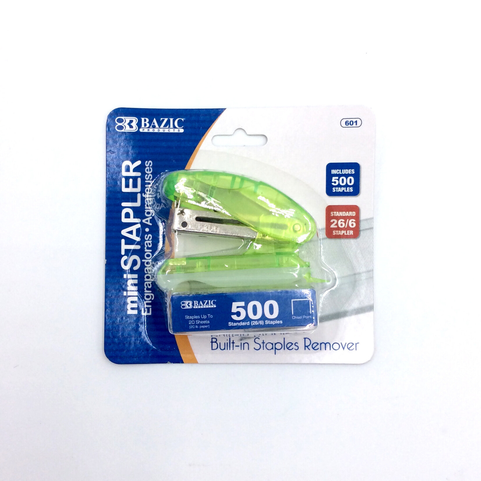 Mini Stapler (26/6) w/500CT Staples - Green