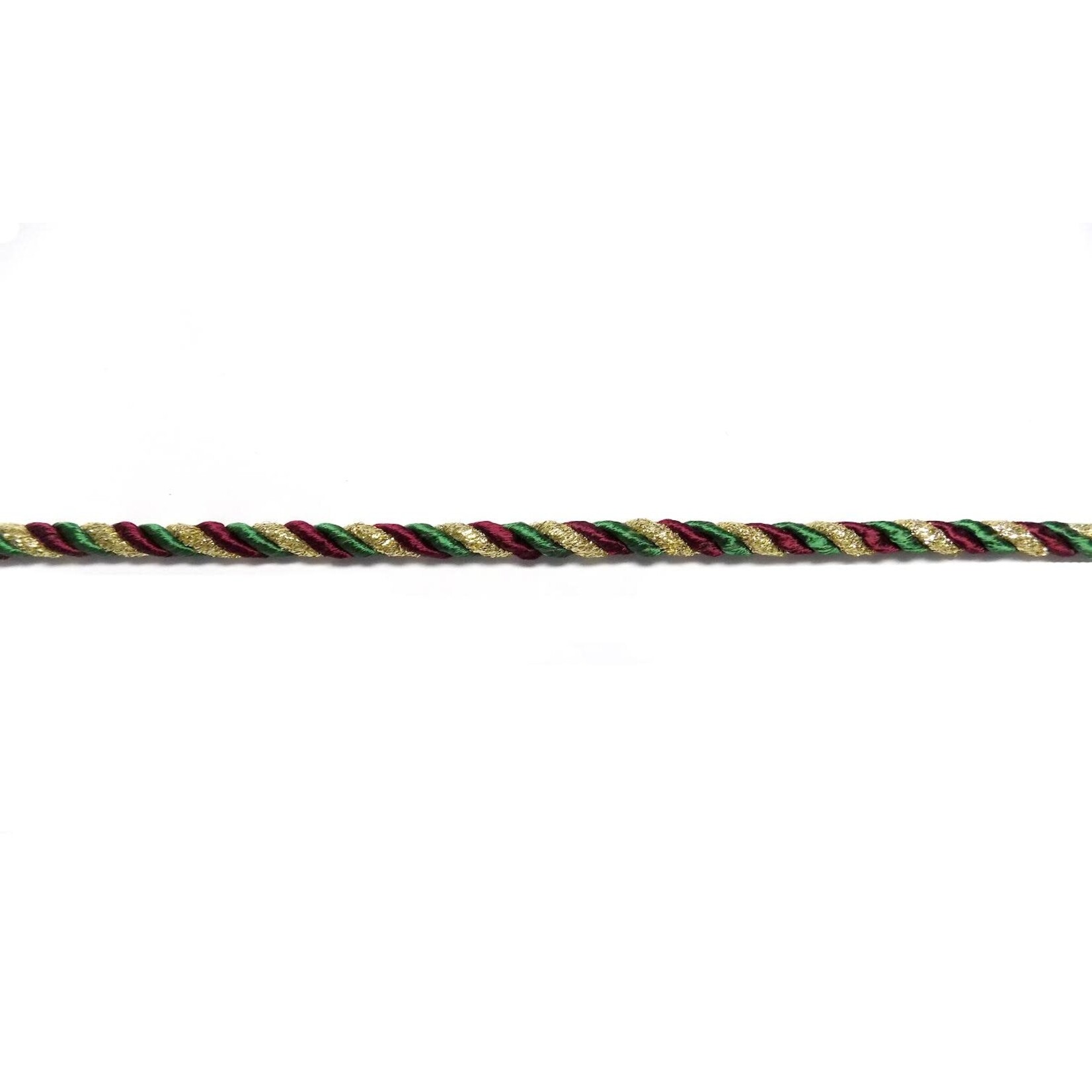 Twist Cord 27/3 Metallic Three Tone - Green, Burgandy & Gold