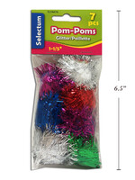 Glitter Pom Poms 30mm 7/Pk - Assorted Colours