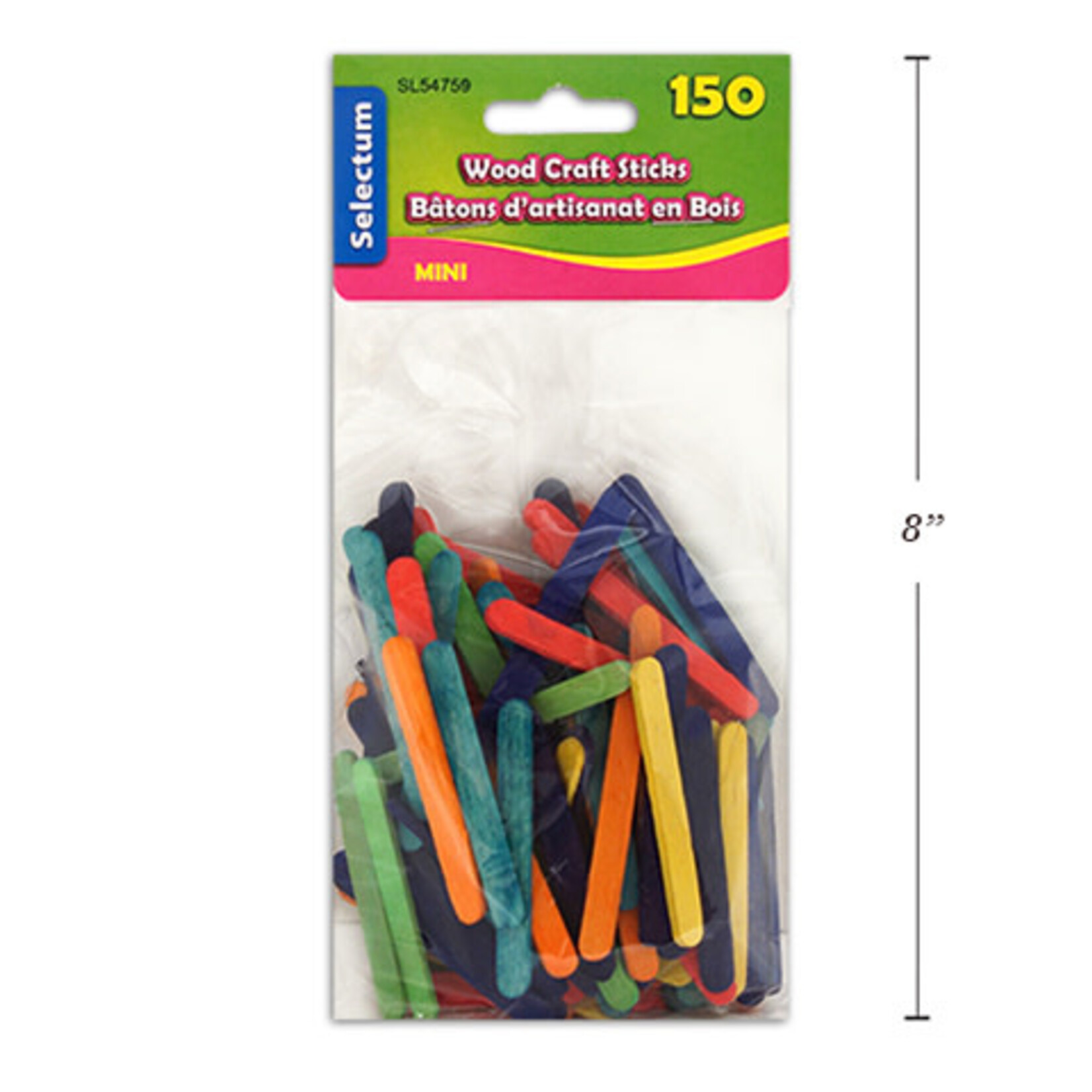 Mini Wood Craft Sticks 56mm 150/Pk - Assorted Colours