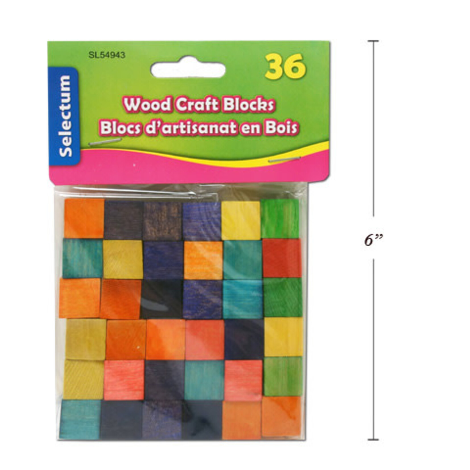 Selectum 36 Pcs Wood Craft Blocks Coloured 15X15X15Mm