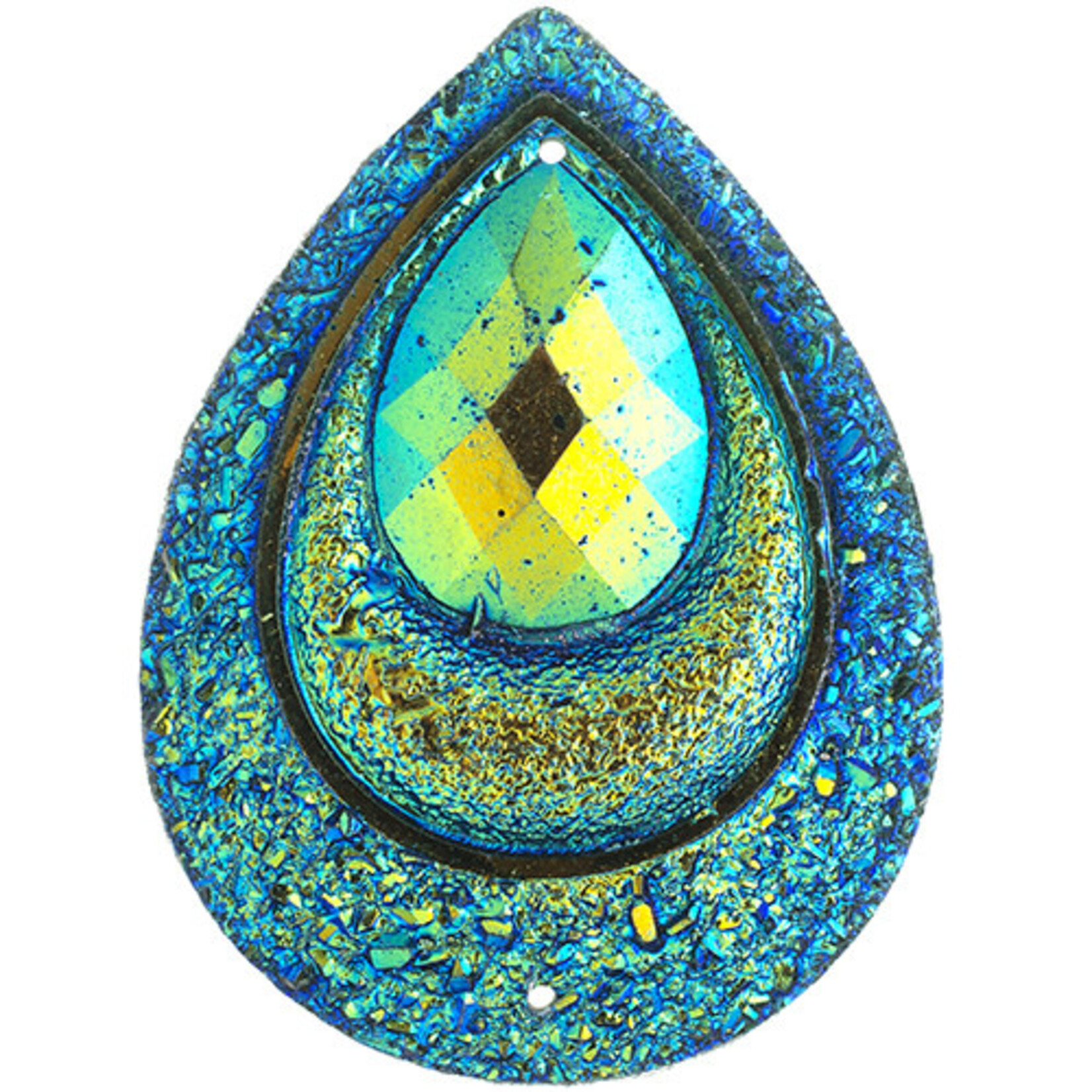 Resin Sew-On Peacock Stone