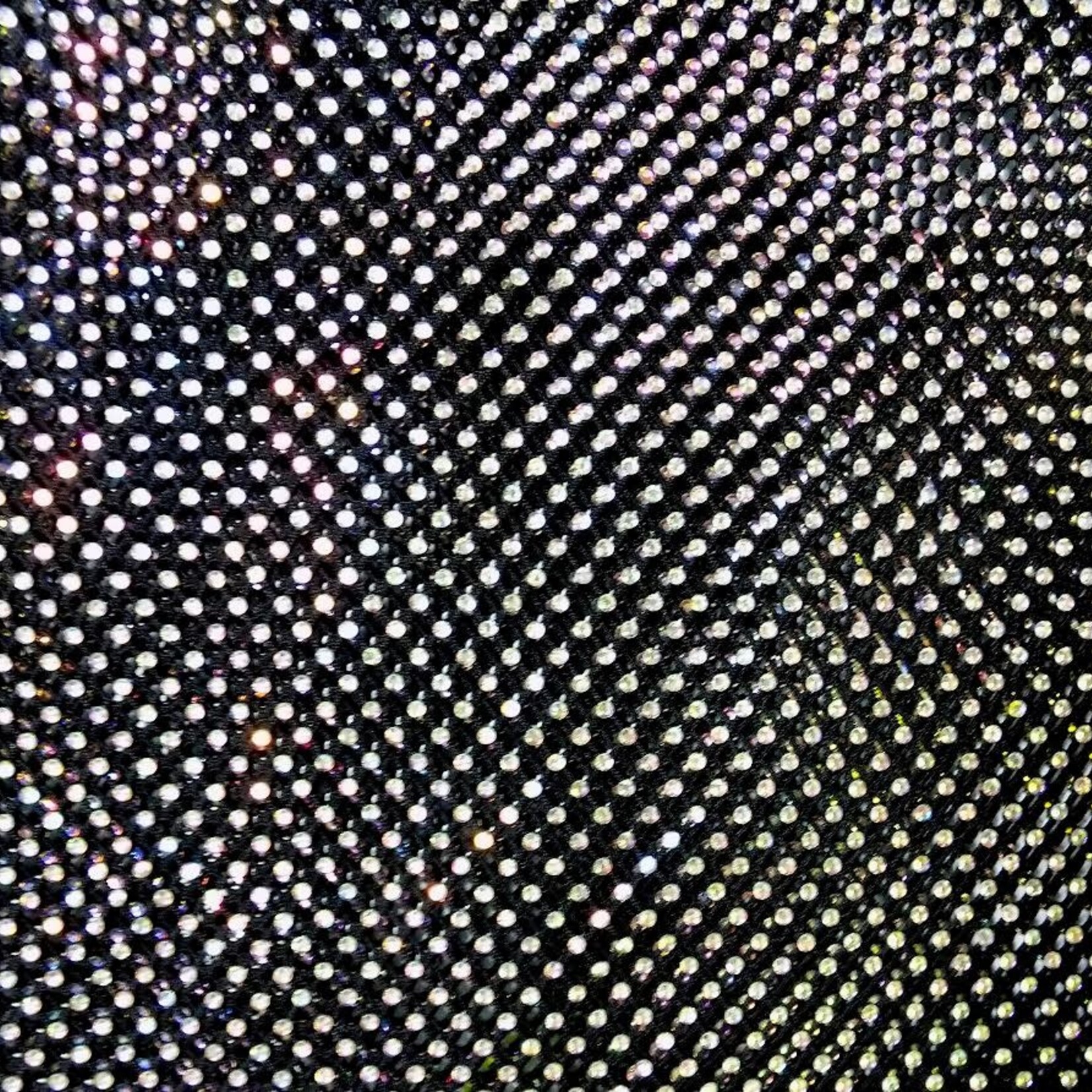 Rhinestone Fishnet AB Mesh - Black