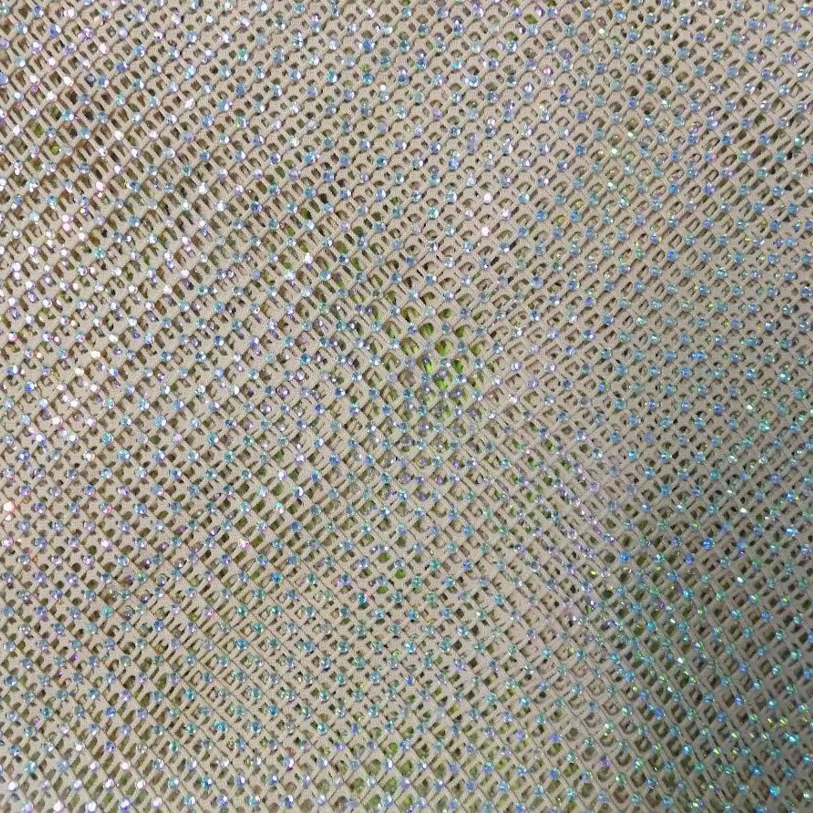 Rhinestone Fishnet AB Mesh - Nude