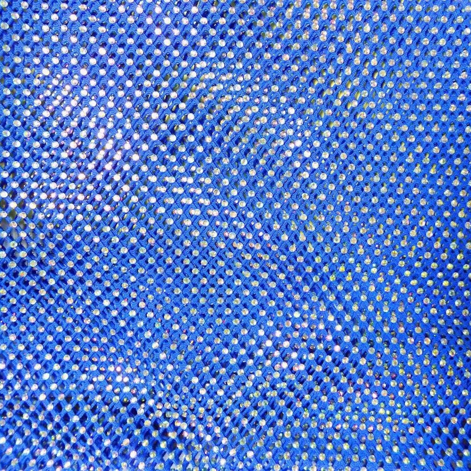 Rhinestone Fishnet AB Mesh - Royal Blue
